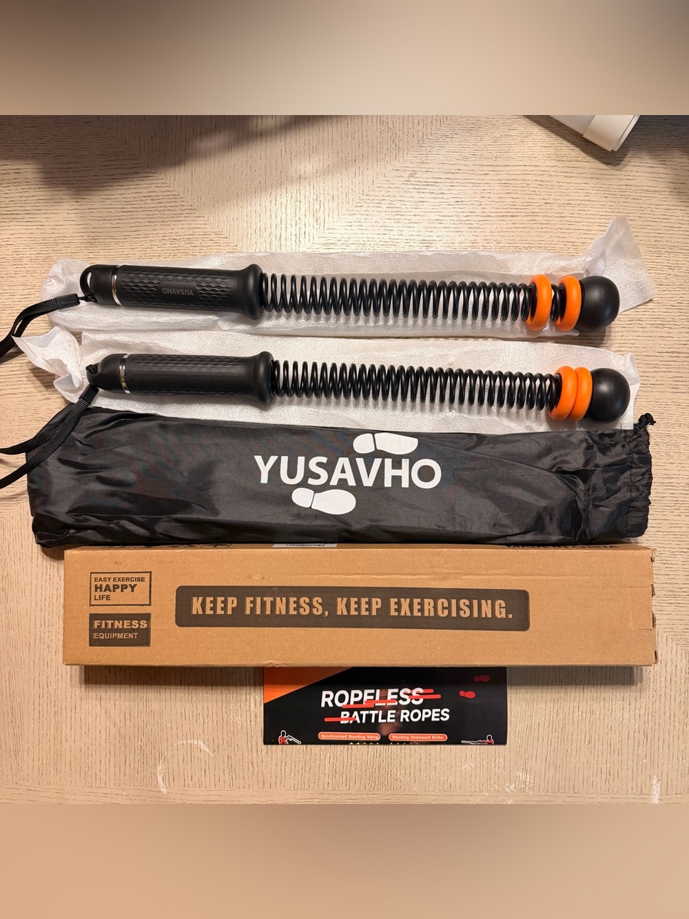 Black Fitness Battle Rope Kit - Workout Resistance Trainer